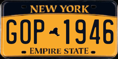NY license plate GOP1946