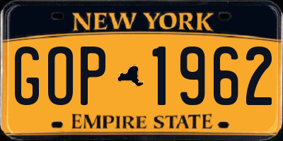 NY license plate GOP1962
