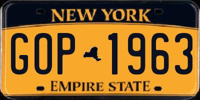 NY license plate GOP1963