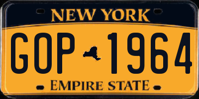 NY license plate GOP1964