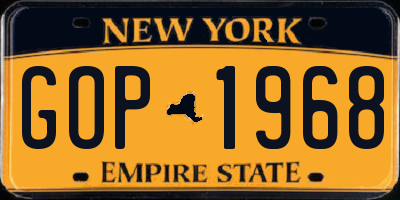 NY license plate GOP1968