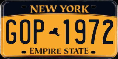 NY license plate GOP1972