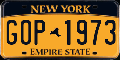 NY license plate GOP1973