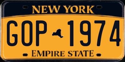 NY license plate GOP1974