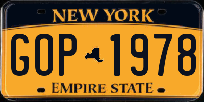 NY license plate GOP1978