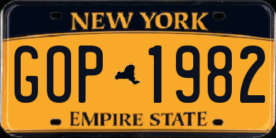 NY license plate GOP1982