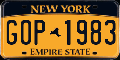 NY license plate GOP1983
