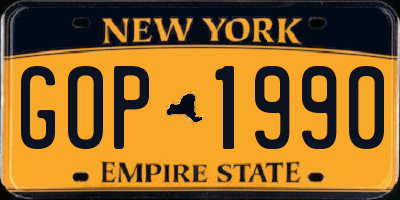 NY license plate GOP1990
