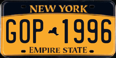 NY license plate GOP1996