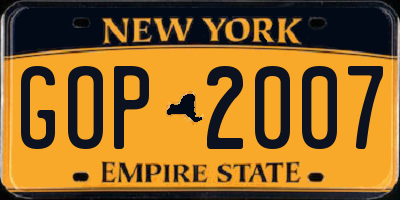 NY license plate GOP2007