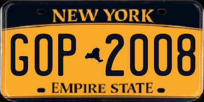 NY license plate GOP2008