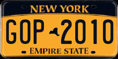 NY license plate GOP2010