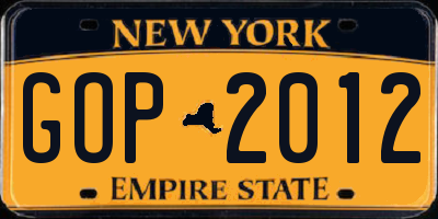 NY license plate GOP2012
