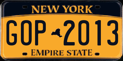 NY license plate GOP2013