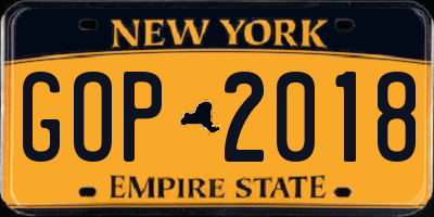 NY license plate GOP2018