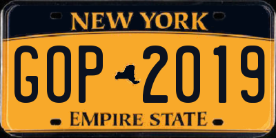 NY license plate GOP2019