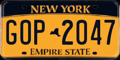 NY license plate GOP2047