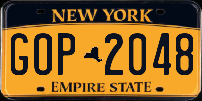 NY license plate GOP2048