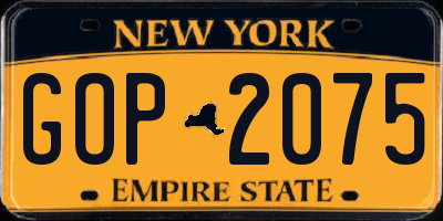 NY license plate GOP2075