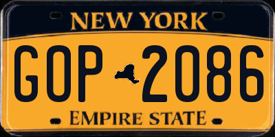 NY license plate GOP2086