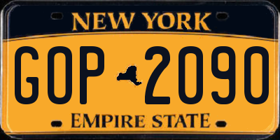 NY license plate GOP2090