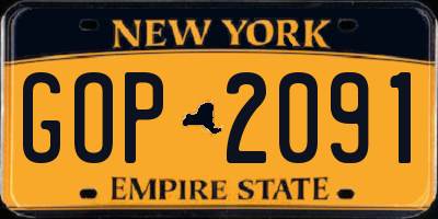 NY license plate GOP2091