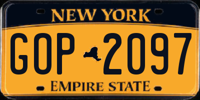 NY license plate GOP2097