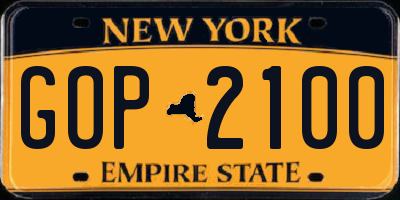 NY license plate GOP2100