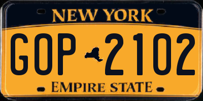 NY license plate GOP2102