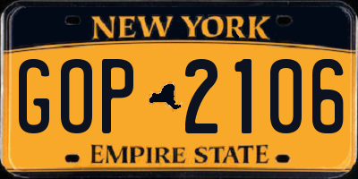 NY license plate GOP2106