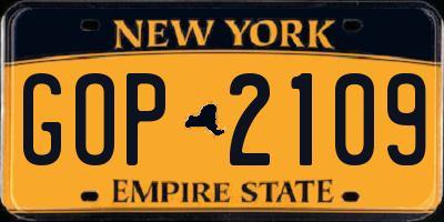 NY license plate GOP2109
