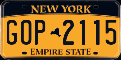 NY license plate GOP2115
