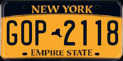 NY license plate GOP2118