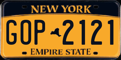 NY license plate GOP2121