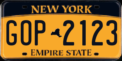 NY license plate GOP2123