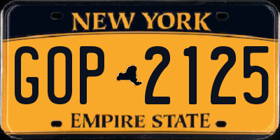 NY license plate GOP2125