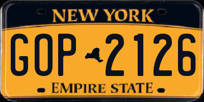 NY license plate GOP2126