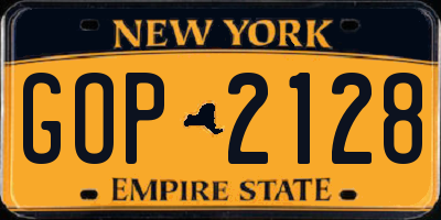 NY license plate GOP2128