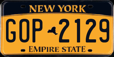 NY license plate GOP2129