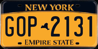 NY license plate GOP2131
