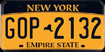 NY license plate GOP2132