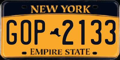 NY license plate GOP2133