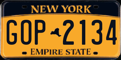 NY license plate GOP2134