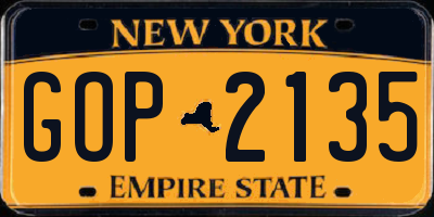NY license plate GOP2135