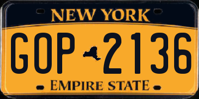 NY license plate GOP2136