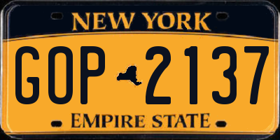NY license plate GOP2137