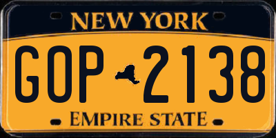 NY license plate GOP2138