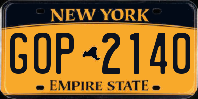 NY license plate GOP2140