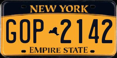 NY license plate GOP2142