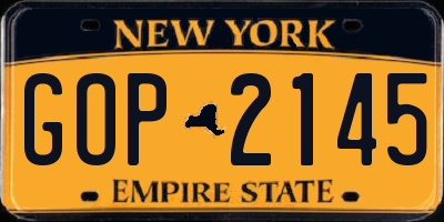 NY license plate GOP2145